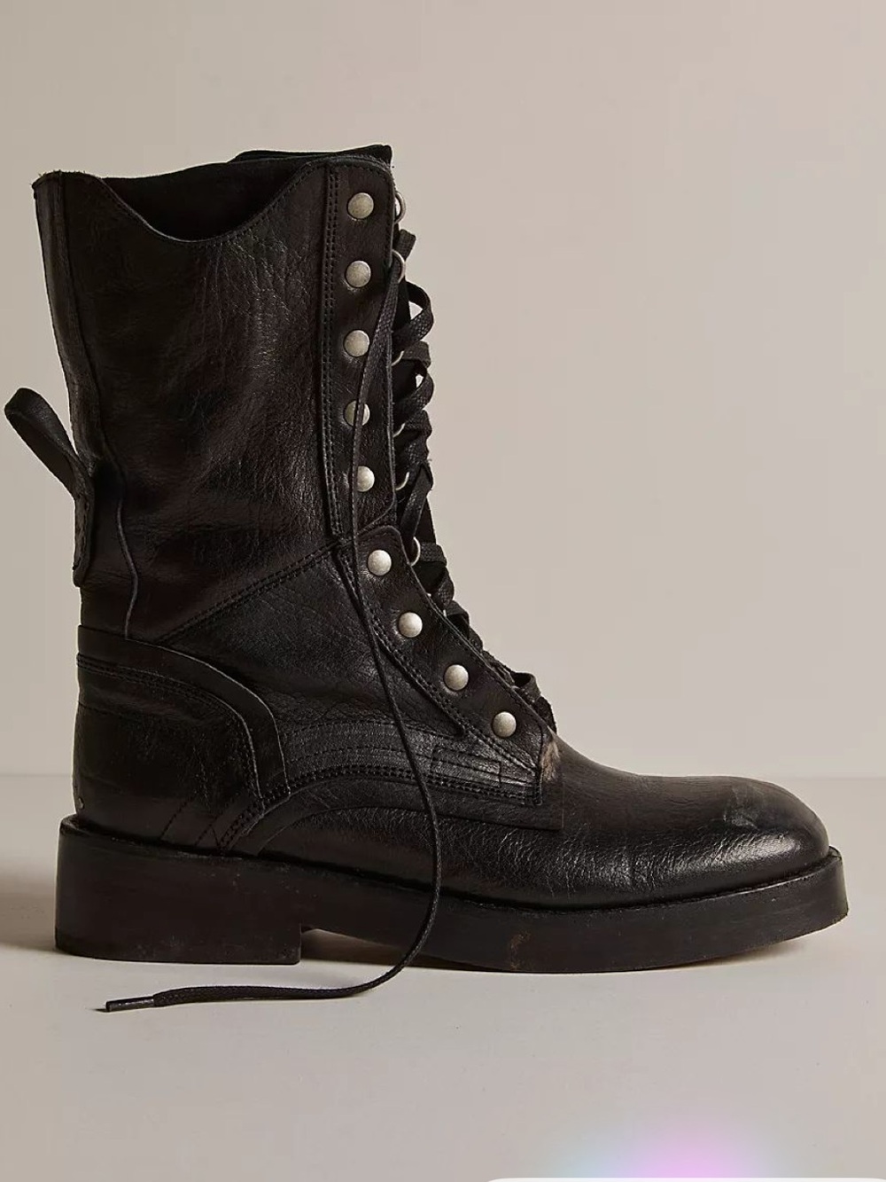 We The Free Leather Jesse Lace Up Black Stud Combat Boots. Size 6.5. Rare. EUC